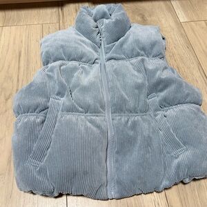 Love Tree Cropped Blue Corduroy Puffer Vest